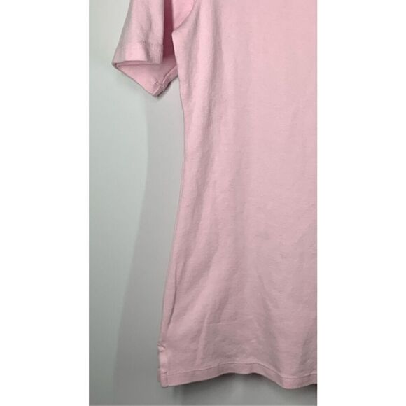 Talbots Women's Solid Cotton Split Neck Short Sleeve T-Shirt Pink Size Medium - Picture 5 of 7
